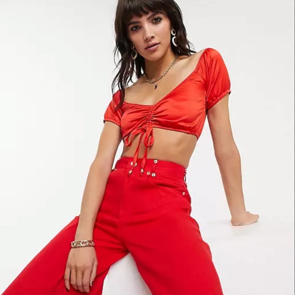 Jagger and Stone satin red crop top. Size 6 aus/ 2 US.